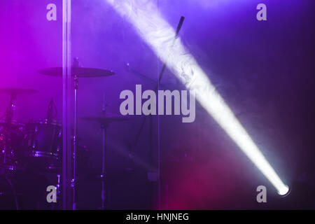 Ray of scenic spot light over blurred csenic background, stage illumination equipment Stock Photo