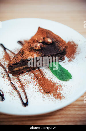 Delicious chocolate cake with hazelnuts Stock Photo
