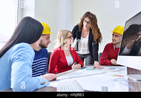 Young team have a Meeting In Architects Office Stock Photo