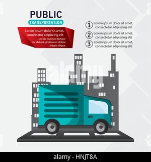 public transport truck delivery infographic vector illustration eps 10 Stock Vector