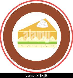 colorful circular border with piece of cake with cream vector illustration Stock Vector