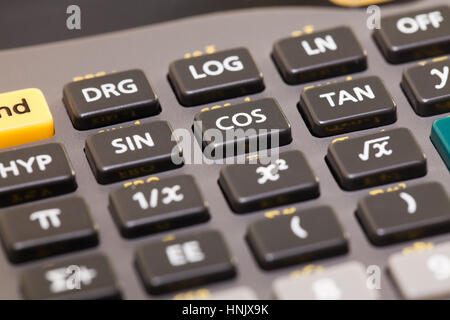 Scientific calculator keys closeup Stock Photo
