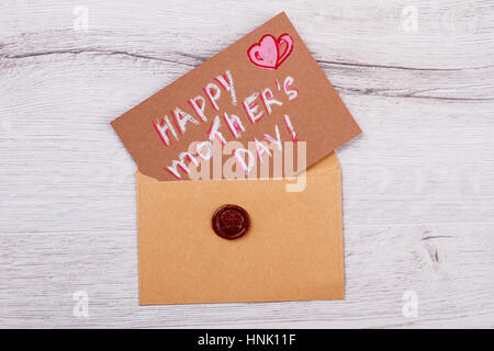 Mother's Day card on envelope. Stock Photo