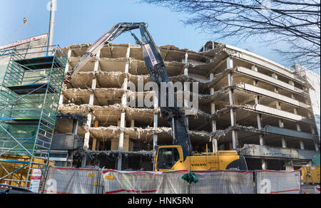 DUESSELDORF, GERMANY - FEBRUARY 13, 2017: At Breite Straße, one of the old buildings gets wrecked Stock Photo