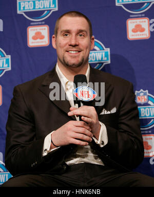 Pittsburgh Steelers quarterback Ben Roethlisberger answers questions during a news conference Wednesday, Jan. 30, 2008, in Phoenix.  Photo by Francis Specker Stock Photo