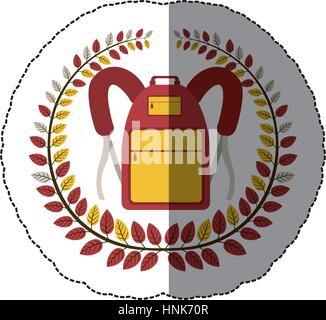 emblem school bag icon design, vector illustration image Stock Vector