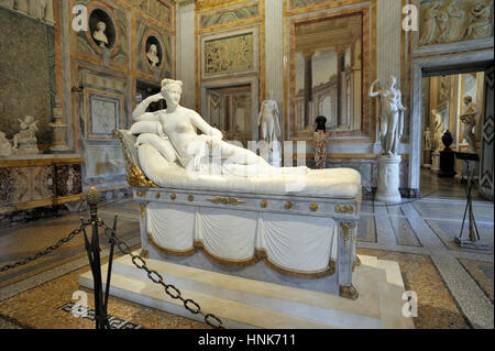 Italy, Rome, Galleria Borghese, Antonio Canova, marble statue of Paolina Borghese (1805-1808) Stock Photo