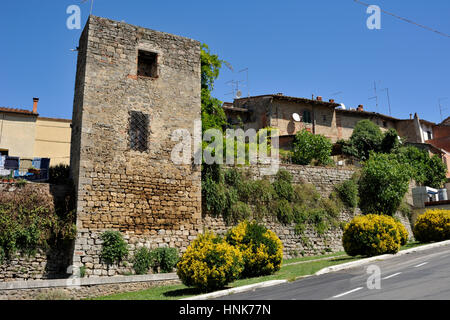 Ancient walls, Asciano, Tuscany, Italy Stock Photo