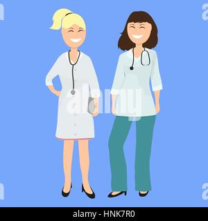 Two women gay doctor in hospital Stock Vector