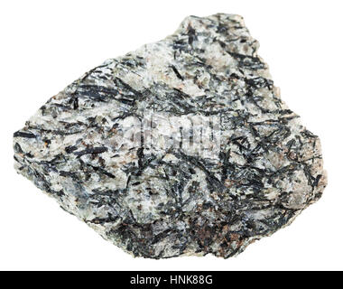 macro shooting of geological collection mineral - specimen of lujaurite (lujavrite, nepheline syenite) stone isolated on white background Stock Photo