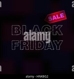 Black Friday sale blurred background. Promotion of trade discounts and Christmas sales. Advertising banner with free space for information. Vector ill Stock Vector