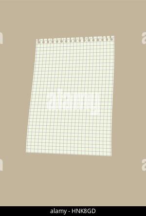 Blank sheet of notebook in the box. Isolated on light brown background, vector illustration Stock Vector