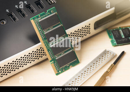 computer memory (RAM), Upgrading the personal computer. Stock Photo