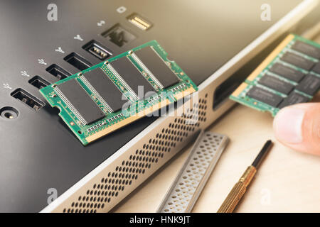 computer memory (RAM), Upgrading the personal computer. Stock Photo