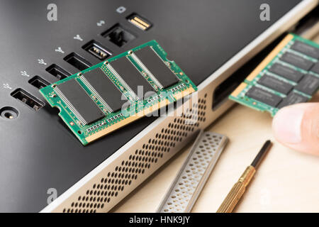 computer memory (RAM), Upgrading the personal computer. Stock Photo