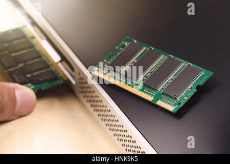 computer memory (RAM), Upgrading the personal computer. Stock Photo