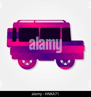 Car 4x4 with a colored triangles forming a gradient, purple to pink. Stock Vector
