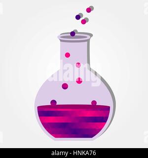 Chemical experiment with a colored triangles forming a gradient, purple to pink. Stock Vector