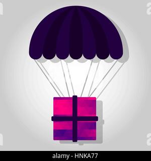 Conceptual delivery with a colored triangles forming a gradient, purple to pink. Stock Vector