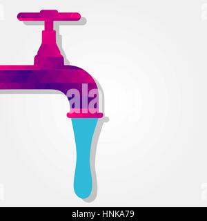 Faucet with a colored triangles forming a gradient, purple to pink. Stock Vector