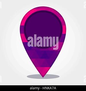 Geo Location Pin with a colored triangles forming a gradient, purple to pink. Stock Vector