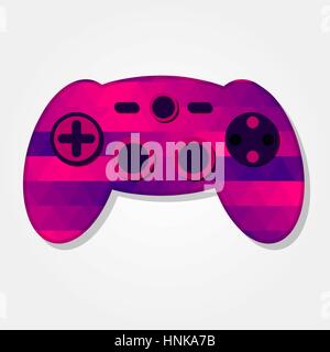 Gamepad with a colored triangles forming a gradient, purple to pink. Stock Vector