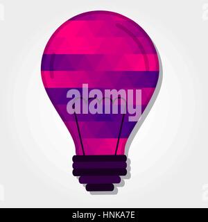 Light bulb with a colored triangles forming a gradient, purple to pink. Stock Vector