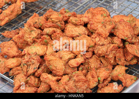 Thai Food - Spicy Fried Fish Patty in Thai Local Market Stock Photo