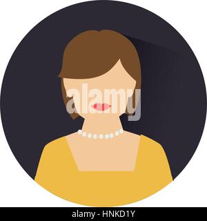 circular shape with half body woman with necklace vector illustration Stock Vector