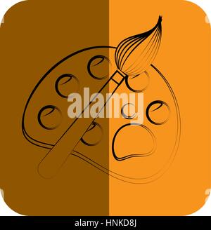 sketch of art palette with paints and brush in square frame vector illustration Stock Vector