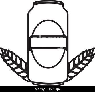 silhouette canned drink with ornament leaves vector illustration Stock Vector