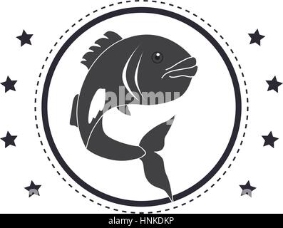 circular stamp with fish animal marine design vector illustration Stock Vector