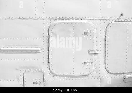 Aircraft metal plating texture with rivets Stock Photo