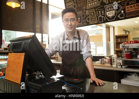 Cafe cashier Stock Photo