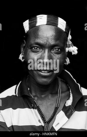 Portrait Of A Hamer Tribesman At The Turmi Monday Market, Turmi, Omo Valley, Ethiopia Stock Photo