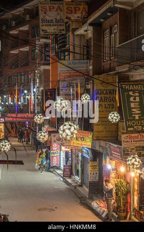 Shops at night in Kathmandu, Nepal Stock Photo