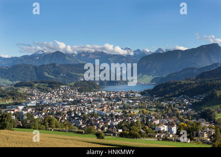 View from Sonnenberg on Kriens, Lucerne, Switzerland Stock Photo