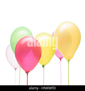 square image, group of colorful balloons on a sticks different colors on a white background Stock Photo