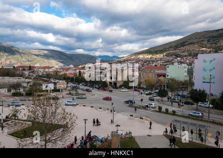 Mostar, Bosnia Herzcegovina, Spanish Square former frontline in war Stock Photo