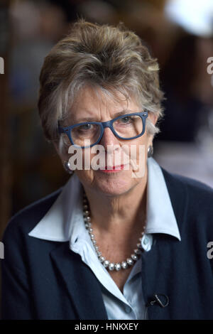 Prue Leith who has been tipped to replace Mary Berry as a judge on The Great British Bake Off, attends A Very Special Afternoon Tea, with nutritionist to the stars Jane Clarke and dementia sufferer Terry Jones, to launch Nourish website & community, helping people living with cancer and dementia through the power of good food, real nourishment and expert support at the Royal Hospital Chelsea. Stock Photo