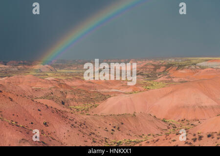 Rainbow and storm clouds over the Painted Desert Stock Photo