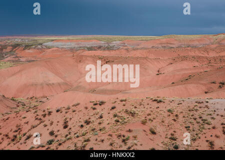 Elevated view of the Painted Desert rock formations in the Petrified Forest National Park Stock Photo