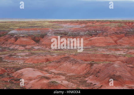 Elevated view of the Painted Desert rock formations in the Petrified Forest National Park Stock Photo