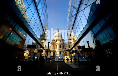 London, England, UK. St Paul's Cathedral seen from One New Change shopping centre Stock Photo