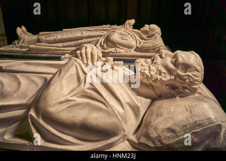 A medieval gothic sarcophagus tombstone in a church Stock Photo