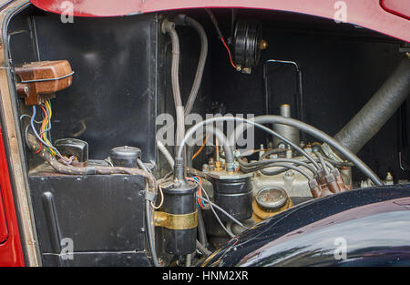 Vintage car engine - side view Stock Photo