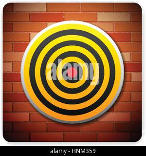 Brick wall with target icon on a white background. Stock Vector