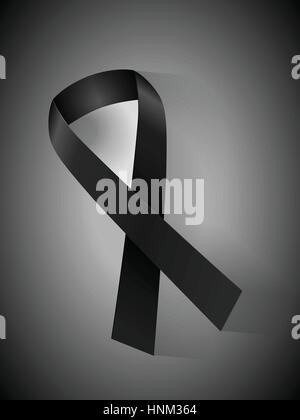 Mourning ribbon on a black white background. Stock Vector