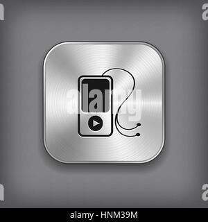 MP3 player icon - vector metal app button Stock Vector