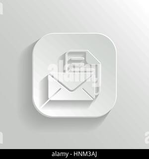 Mail icon - vector white app button with shadow Stock Vector
